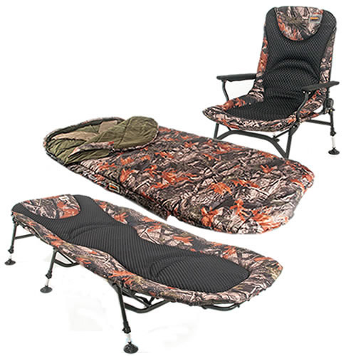 Bed Chair Carp Design Camo Line Evo 6 Pieds + Duvet Carp Design Camo Line Evo 5 Saisons + Level Chair Carp Design Camo Line Evo