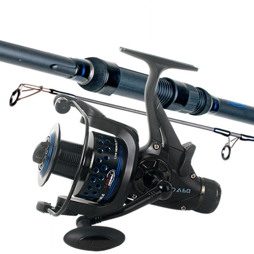 Canne Carp Design Start Fighter 12' 3lbs + Moulinet Carp Design Débrayable Da60 Grey & Blue