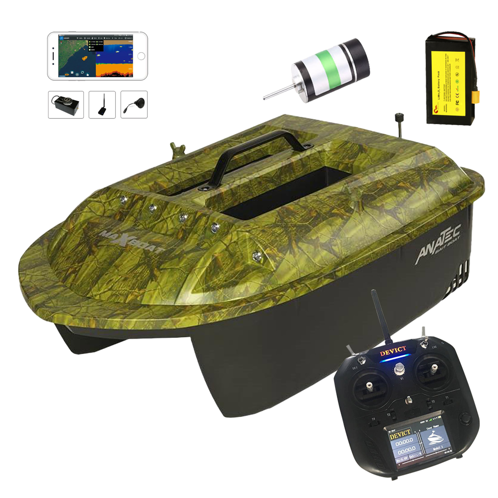 Bateau Amorceur Anatec Maxboat Oak Lithium 16a Brushless De-sr07 Fishing Robot Carpe