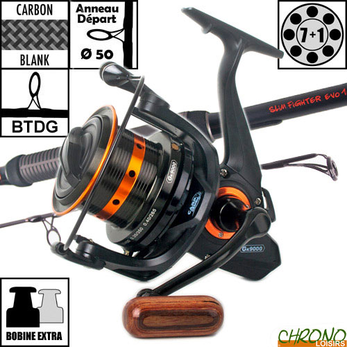 Moulinet Carp Design Gk9000 Black & Orange + Canne Carp Design Slim Fighter Evo 50mm 12' 3.5lbs