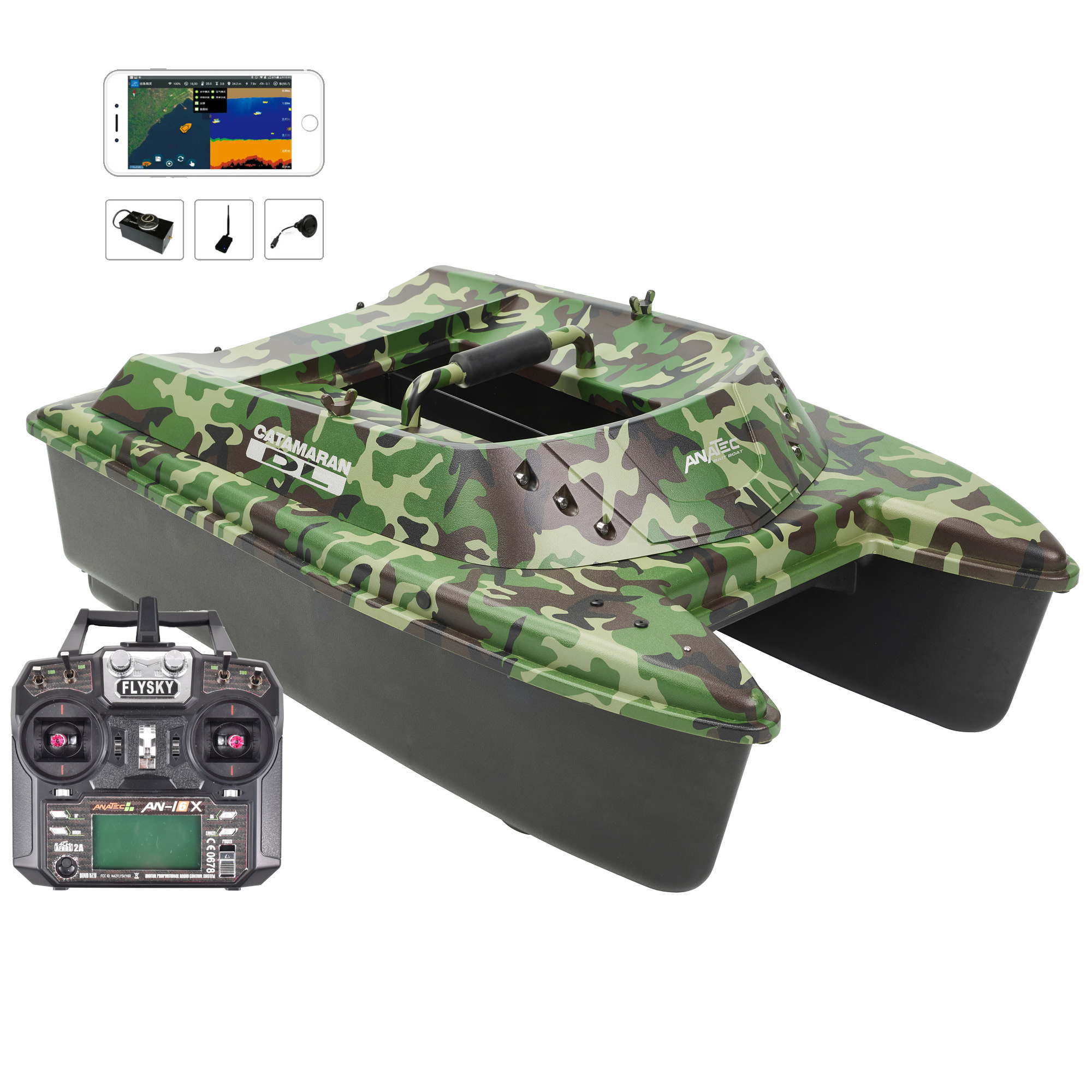 Bateau Amorceur Anatec Catamaran Dl Forest Lithium 16a An-i6x Fishing Robot Carpe